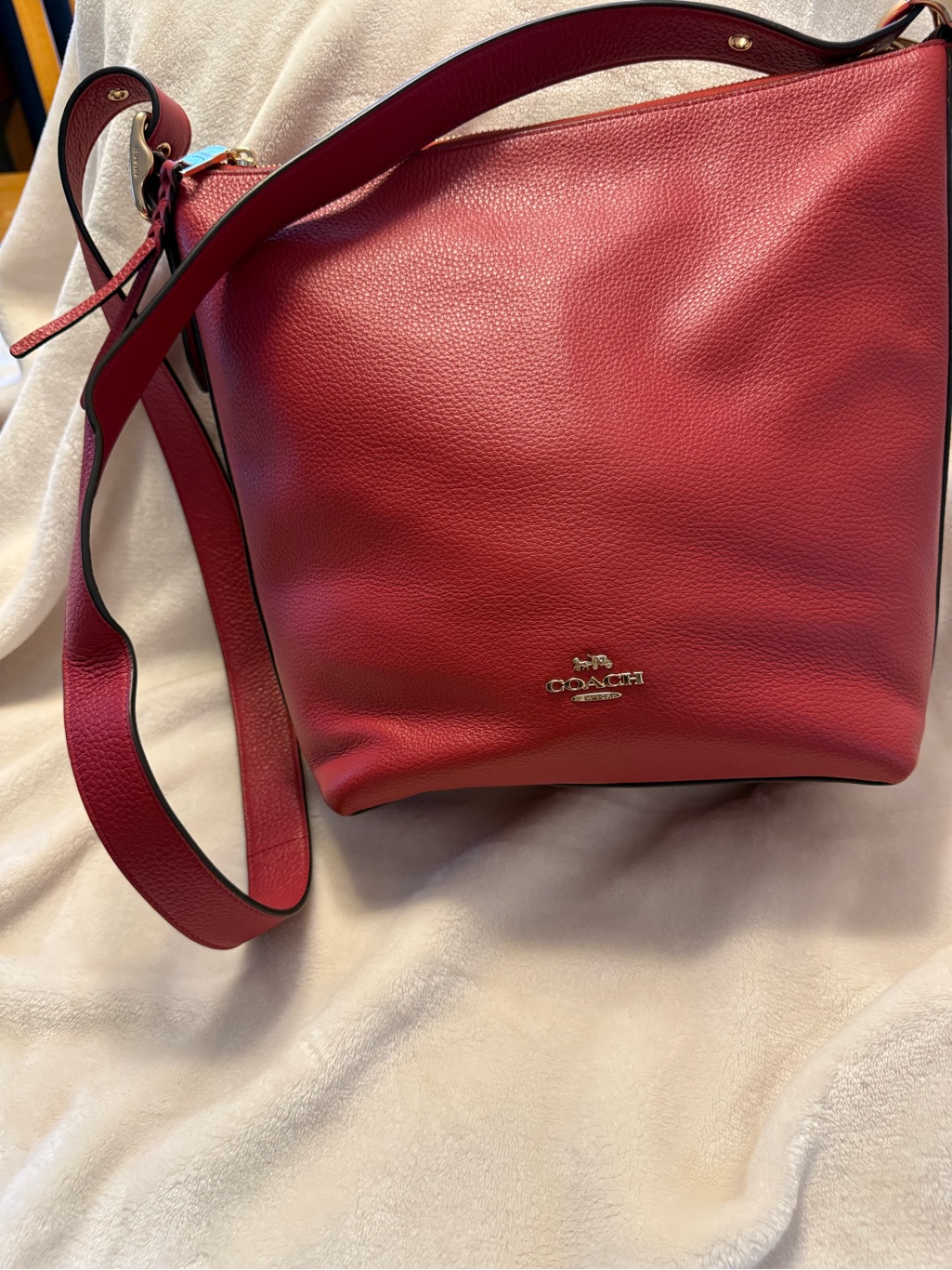 Coach Pebbled Leather Shoulder Bag In Red
